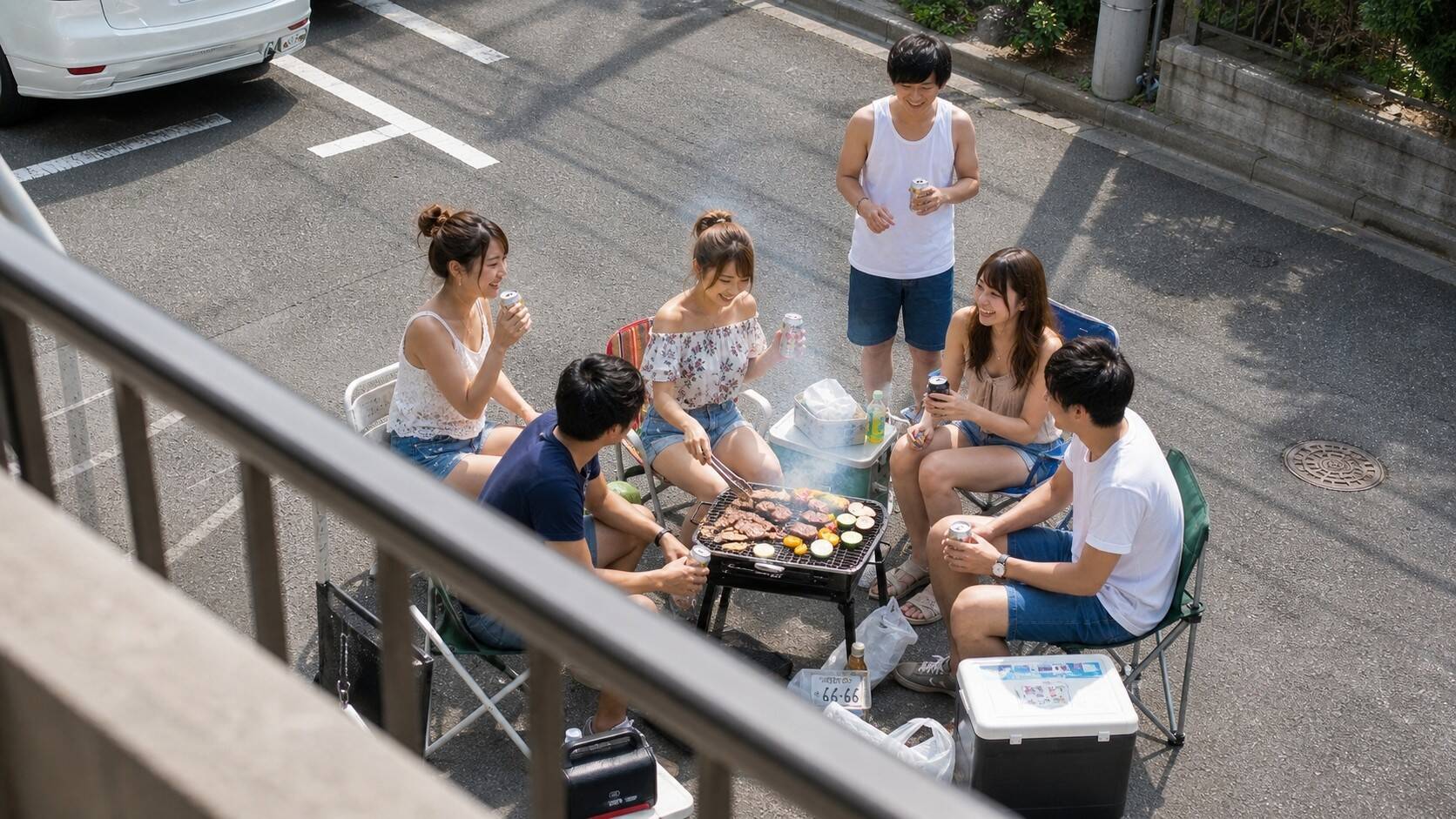 アパートの前で大学生集団がBBQ。あまりに騒がしいので注意したら「あなたに注意される筋合いはありませ〜ん」と煽られ…警察に通報した結果／「公道だから自由」は大きな勘違い