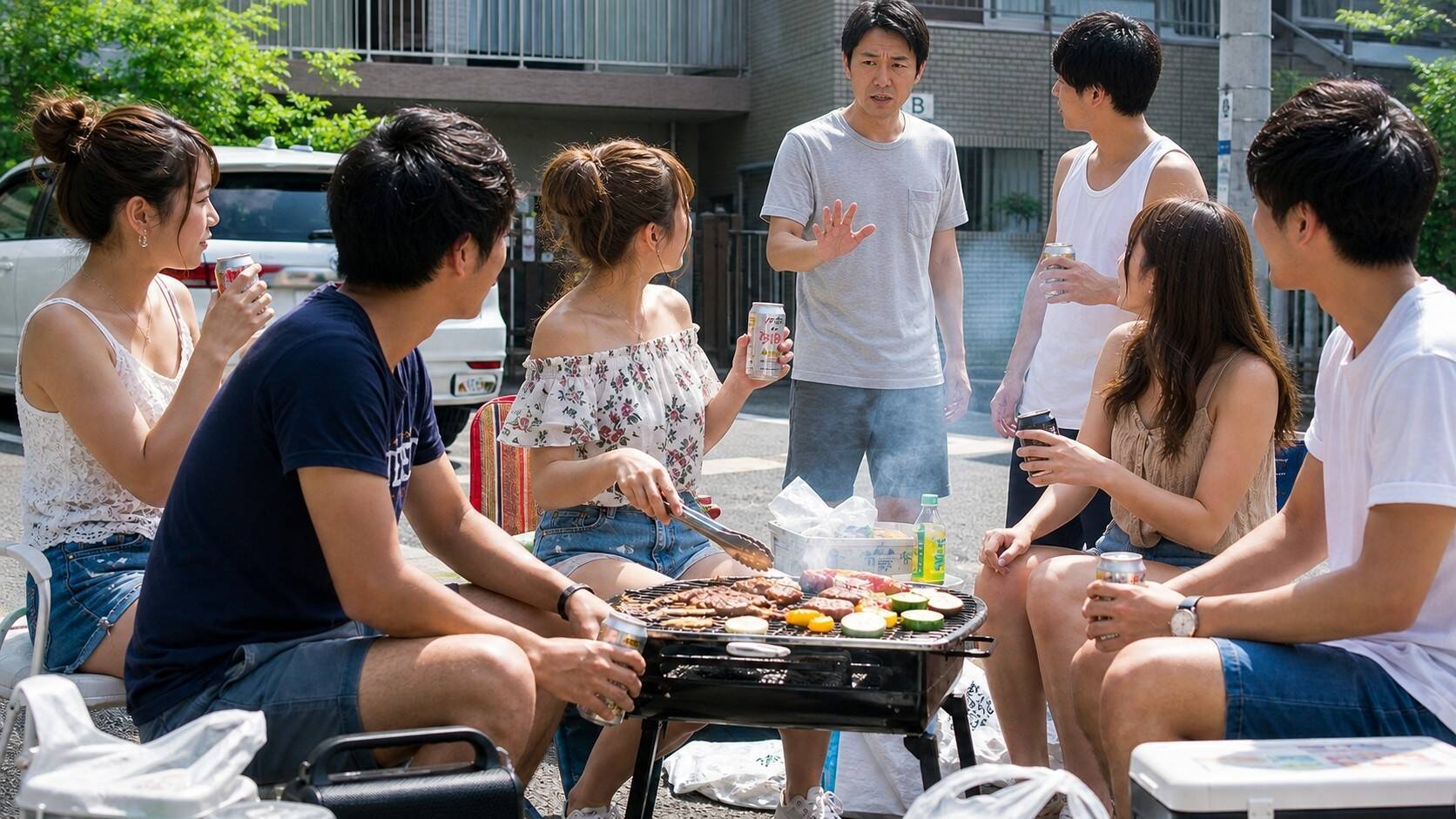 アパートの前で大学生集団がBBQ。あまりに騒がしいので注意したら「あなたに注意される筋合いはありませ〜ん」と煽られ…警察に通報した結果／「公道だから自由」は大きな勘違い