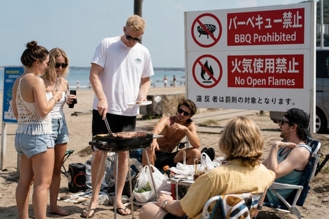 “BBQ禁止”無視で大騒ぎ。「No problem」と笑う外国人観光客が警察に連行されるまで