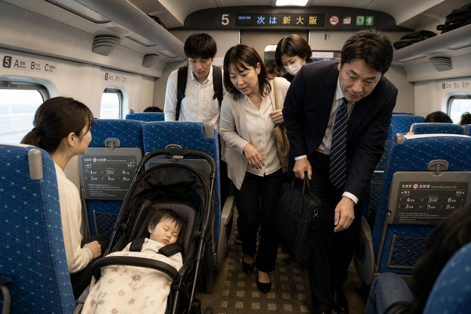 「子どもが寝てるんだから！」新幹線で通路を塞ぐベビーカーを注意したら逆ギレする母親…そのとき“父親が放った一言”に拍手／新幹線でベビーカーはどこに置くのが正解か、調べてみた