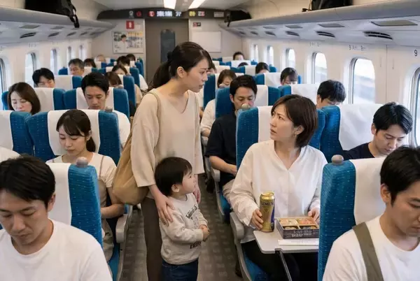 「新幹線の帰省ラッシュは“地獄”。泣き出す子供、指定席なのに「譲っていただけませんか？」に困惑／実は「お子さま連れ車両」が90本走っている」の画像