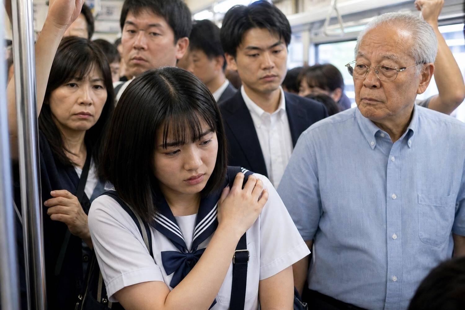 「叩かれた女子中学生が泣いていた」満員電車で“杖を振り回す”高齢者が暴走。“屈強な白人男性”が英語で注意した結果…／満員電車のストレス、みんなは何に感じている？迷惑行為ランキングを調べてみた
