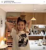 「５６歳・石田ゆり子「ひかりさんにすごく似てる」自宅でのヘアスタイル披露…愛猫の肩車ショットも「可愛いすぎる」」の画像1