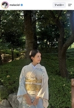 松田龍平のモデル妻が清楚な着物姿を披露「美しい」「和装似合う！」のコメントに「いえい」モーガン茉愛羅