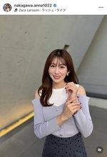 元ＮＨＫ中川安奈アナ、リブニットで肩“チラリ”！「肩チラＧｏｏｄ」「オトナの美」「素敵すぎて緊張しました」