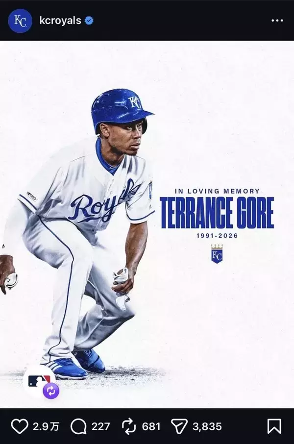 ロイヤルズの２０１５年ＷＳ制覇に貢献　テレンス・ゴア氏が３４歳で死去　