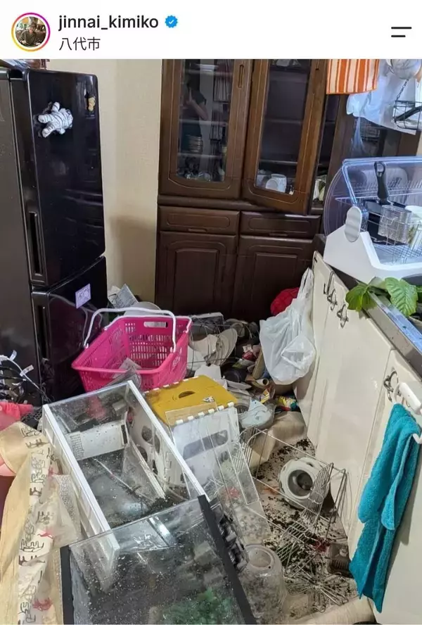 熊本県八代市出身の陣内貴美子「物が倒れ、皿が割れてぐちゃぐちゃ」被災写真に絶句「涙が出ます」「辛いです」