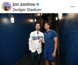 大谷翔平が「マジでデカすぎ」　新チームメートと２ショットにファン沸く「タッカーが細く見える」「最高で最強！」