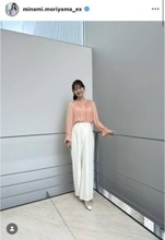 テレ朝・森山みなみアナ、白×ピンクのふんわり衣装で「美人綺麗です」「みなみちゃんしか勝たん」