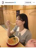 「美人気象予報士　ラーメンを“ふうふう”…穂川果音が幸せあふれるプライベートショット披露」の画像1