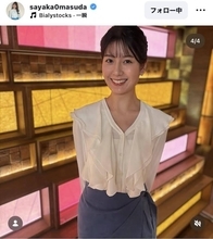 テレ朝・桝田沙也香アナの「モデルさんみたい」な白長袖ブラウス×タイトスカート秋コーデ！「マジブラボー」「いつもいい」