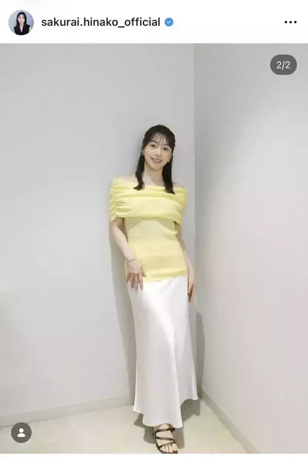 桜井日奈子、レモンイエローのオフショル姿で魅了！爽やかな着こなしに「最上級にお似合い」「どんどん綺麗に」