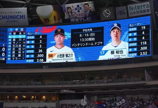 【巨人】異様な雰囲気の試合開始３０分前…先発・小笠原慎之介のスタメン発表で中日ファンがブーイング　巨人ファンからは拍手