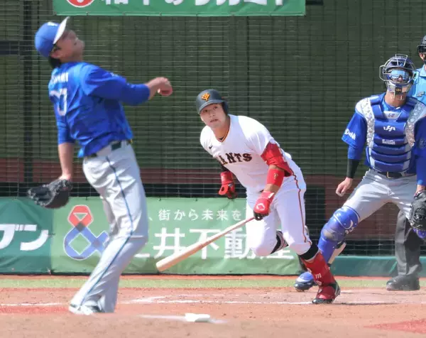 巨人のドラフト６位・藤井健翔「上半身は力入れないように徹底」で藤浪晋太郎から２安打