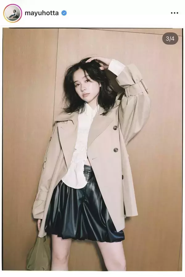「いつもと違う」堀田真由、トレンチコート×ミニスカ姿にくぎ付け「視線に引き込まれそう」「クールな雰囲気」「綺麗すぎる…」