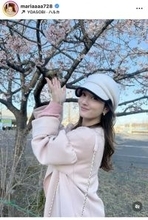 谷まりあ、「お花見が楽しみです」桜の樹の下でピンクコーデ！