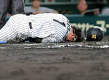 「【阪神】森下翔太が左手首に死球受けて倒れ込む→途中交代　甲子園に怒号　巨人・赤星優志に大ブーイング　藤川球児監督もベンチ飛び出す」の画像1