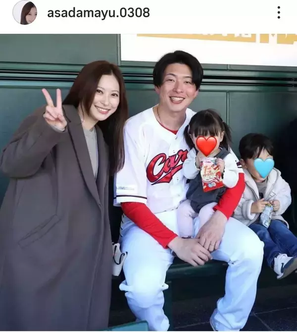 広島・大瀬良大地　タレント妻がかわいすぎ！「だんだん似てきて…」家族ショット公開「ええパパじゃのう」の声