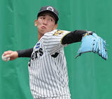「【阪神】１軍デビュー狙う高卒２年目の今朝丸裕喜、ブルペンで“山川流風船トレ”実践「結構いい感じ」」の画像1