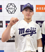 【大学野球】５０メートル走５秒台の明大・岡田啓吾がランニング本塁打　慶大との優勝争いへ「自分たちは勝つことしかできない」