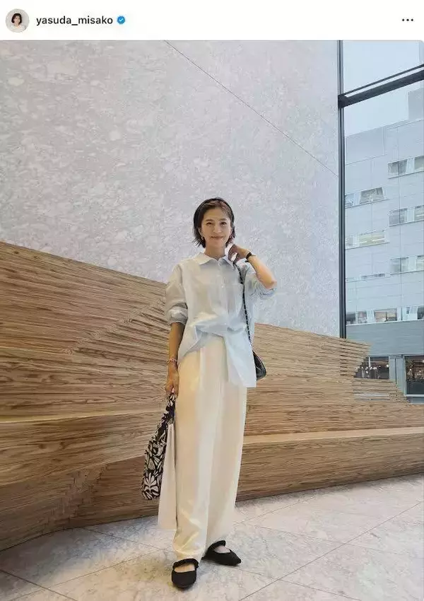 「明るい色も着たくなる今日この頃」４４歳・安田美沙子、爽やかコーデに「似合ってますねー」「綺麗」「憧れます」