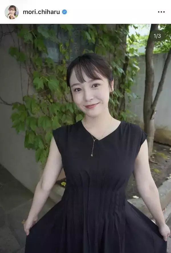 森千晴アナ「暑すぎるのでアップスタイルに」ノースリワンピの夏っぽコーデに「素敵です！」「美しくてまぶしい」