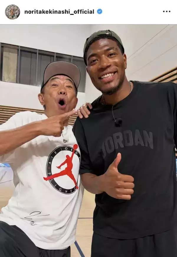「出ました、ルイさん！ご無沙汰代表だ～！！」木梨憲武が八村塁と貴重２ショット！「ヤバいプレイお待ちしています！」