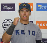 「【大学野球】 慶大の新４番・中塚遥翔が本塁打を含む３安打４打点 「スイングで圧を与えられる打者に」」の画像1