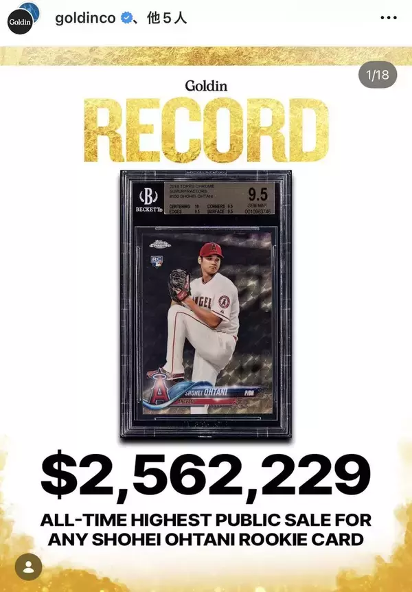 大谷翔平のカードが４億１５５０万円で落札　エンゼルスの新人時代、サインなしも