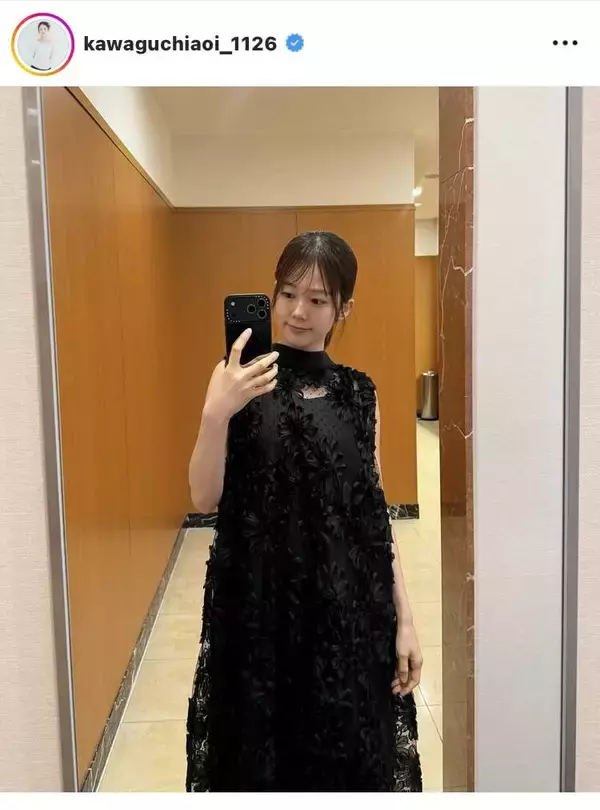 「なんでこんな…」川口葵、ノースリーブの黒ワンピ姿！「よくお似合い」「めちゃくちゃカワイイ⤴⤴」
