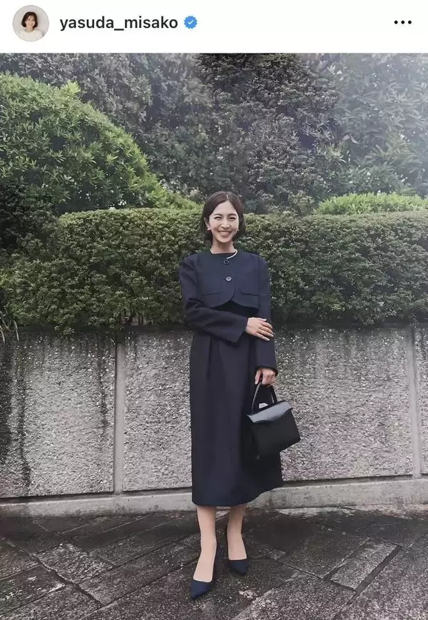 「母から結婚祝いに貰ったパールをつけて」安田美沙子、しっとり入学式コーデ「すっごくかわいい」「素敵」「大人コーデ」