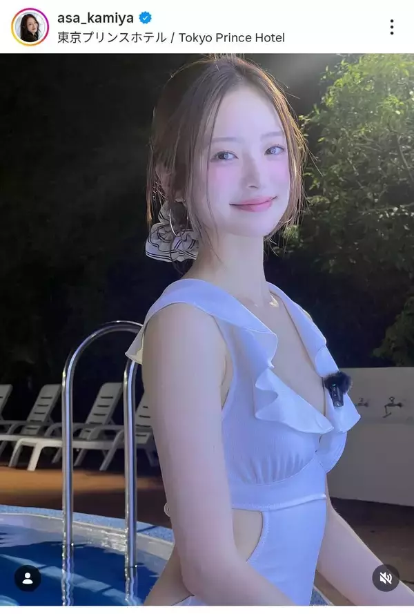 「ミス東大」の美ぼう騒然「まぶしすぎ」「透明感」「世界一美しい」ナイトプール満喫…神谷明采に絶賛