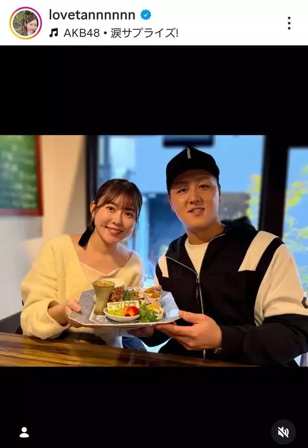 夫は６歳年下のロッテ選手！パ・リーグ記録に並んで話題に…誕生日の妻が「幸せそう」「可愛らしい」多田愛佳さんに反響