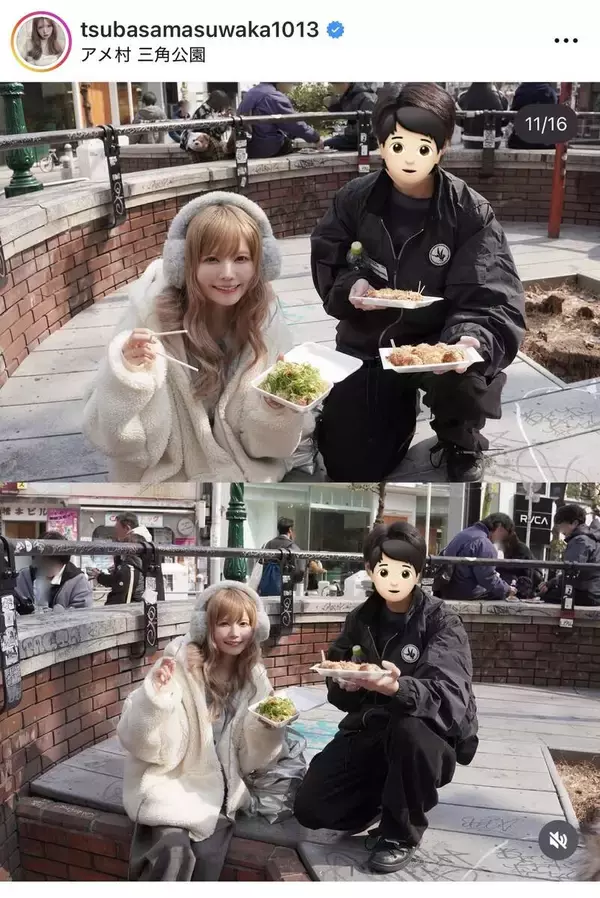 「お顔が天才」益若つばさ、息子との大阪旅行でたこ焼きをパクリ！肩出しニット×イヤーマフコーデが「あまりにも可愛い」