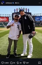 村上宗隆もドキドキ？！　ホワイトソックスの始球式に現れた“意外な”縁ある人物との共演にネット注目「感慨深い」