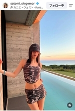 重盛さと美が「スタイル化け物」「めっちゃミニスカ」「破壊力」３８歳にビックリ「１０歳若がえってる」と絶賛