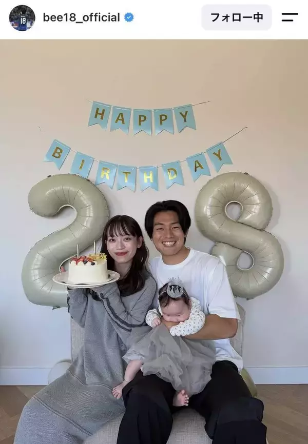 Ｗ杯日本代表・上田綺世　モデル美人妻＆娘と「幸せ家族すぎる！」「ベビちゃん可愛い」家族ショットが「最高」