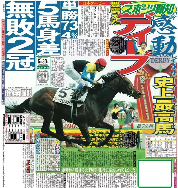 【ダービー武豊伝４】単勝支持率７３・４％の異常人気　天才も声震わせ 「今、感動してます」と話したディープインパクトと歴史に残る圧勝劇