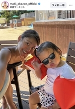 岡副麻希　レーシングドライバー夫＆２歳娘と夏を満喫！仲むつまじい家族ショットに「幸せ家族」「ママがパワフル」「麻希ママ可愛い」