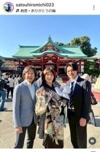 「おじいちゃんに見えない」佐藤弘道「お孫ちゃんのお宮参り」イケメン長男＆美人妻も顔出し