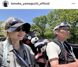 山口智子＆唐沢寿明の夫婦ショットが「仲睦まじく素敵」「憧れます」…くまモンも“同乗”でラリー参加