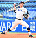 「【大学野球】法大が東大にコールド勝ち　今春２勝の１年生右腕・富田櫂成が７回完封「秋は３勝以上を目標に…」」の画像1