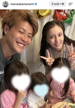 夫はサッカー元日本代表！３児のママタレント、幸せ家族ショット「すっぴんめっちゃ綺麗」「かわいい盛り」丸高愛実