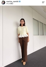 「Ｍステ」抜てき→記者転身→アナウンサー復帰のテレ朝・並木万里菜アナ　上品パンツコーデが「かわいい」「お似合い」