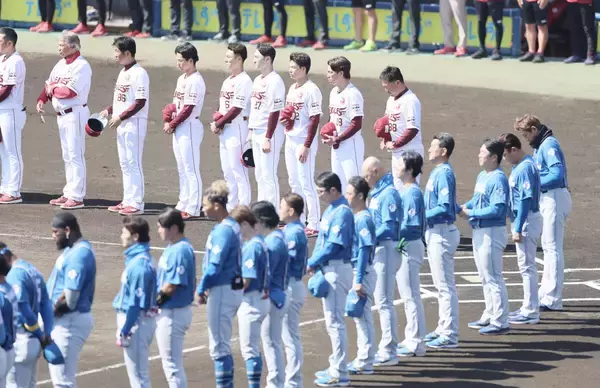【楽天】日本ハムとのオープン戦開始前に両ナインが黙とう　東日本大震災から１５年
