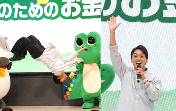 おばたのお兄さん「ま～きの！」に代わる“新ギャグ”と華麗なバク宙で門真の親子沸かせた…ワニーサと学ぶ未来のためのお金の教室ｉｎ大阪