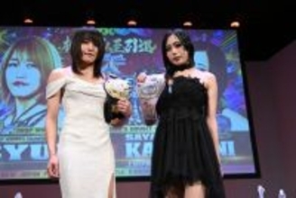 上谷沙耶、朱里とのダブルタイトル戦勝利で予告「ＳＴＡＲＤＯＭと新日本のダブル所属になりたい」…１・４東京ドーム前日会見