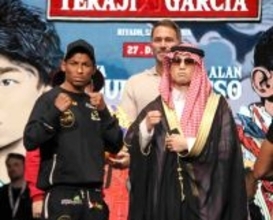 寺地拳四朗、王者とにらみ合うも「絶対いい人やん」　サウジ「正装」新バージョンで会見「一緒だったらネタにならない」