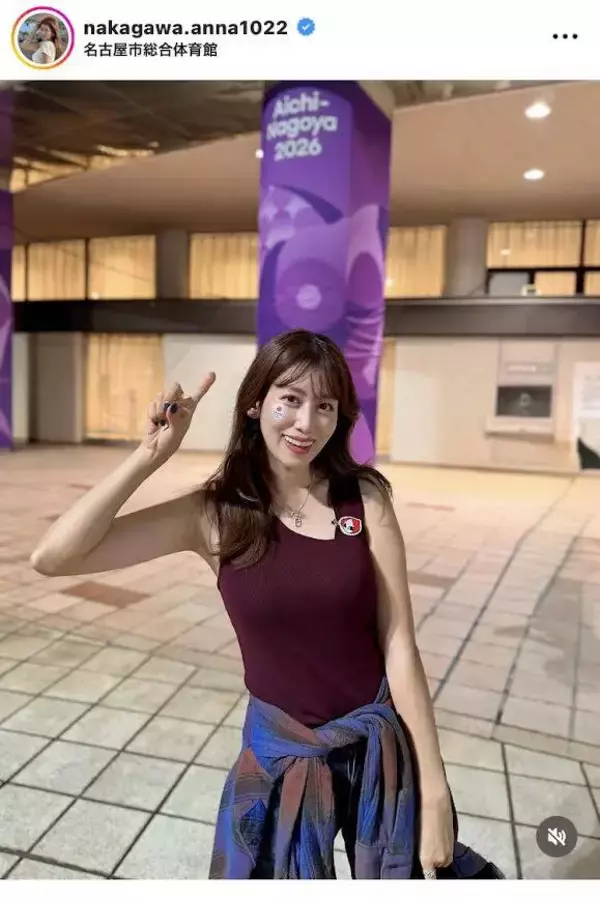 中川安奈アナ、ノースリで脇チラ！「今回は母と一緒に」母との２ショも披露…アジア大会・体操女子を応援