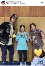 東京五輪金メダルの須﨑優衣、ダルビッシュ夫妻との豪華３ショットを披露！「三人ともレジェンド」など反響
